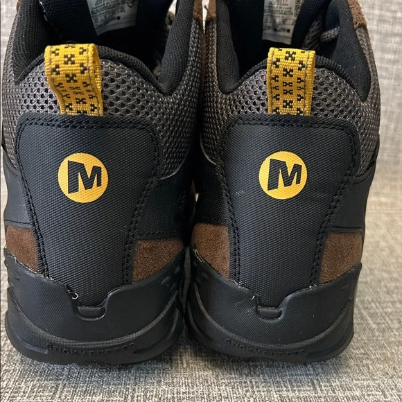 Merrell Men's Brown Hiking Boots with Yellow Accents - Picture 8 of 16